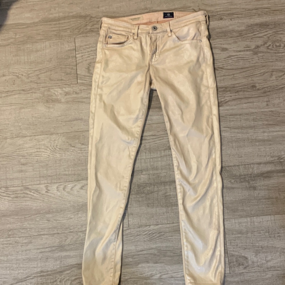 AG Adriano Goldschmied Metallic Beige /white Jeans Womens size 26